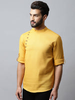 Thumbnail for Even Apparels Yellow Color Pure Cotton Men's Kurta With Side Placket (MMS1130) - Distacart