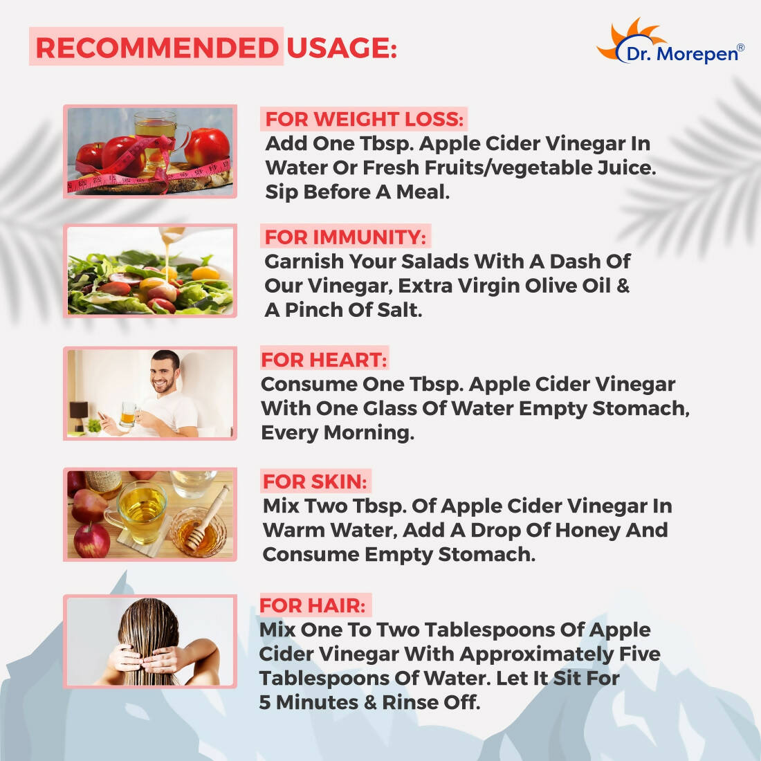 Dr. Morepen Apple Cider Vinegar With 2x Mother for Weight Management, Immunity, Skin & Hair - Distacart