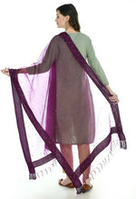 Thumbnail for Mominos Fashion Moeza Organza Stone Work Purple Dupatta - Distacart