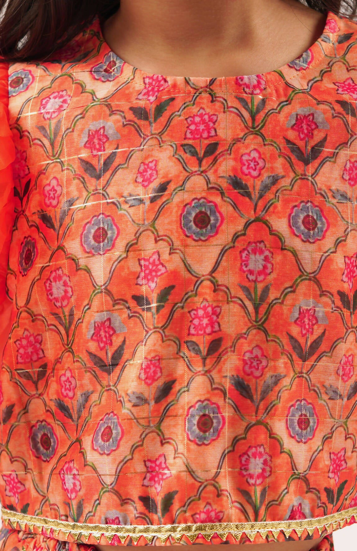 Lil Drama Raangoli Girls Orange Lehanga Choli Set - Distacart