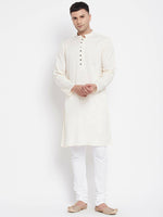 Thumbnail for Even Apparels Cream Rayon Men's Kurta With Band Collar - Distacart