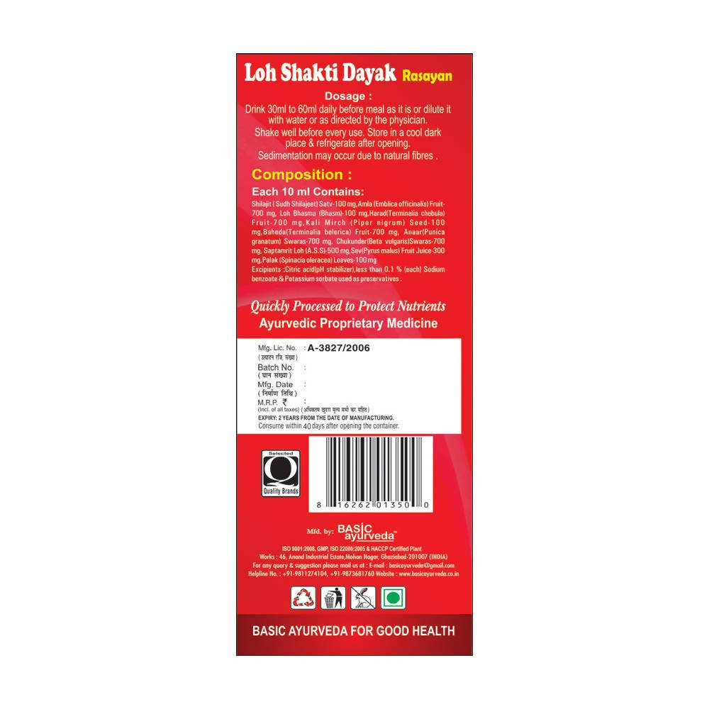 Basic Ayurveda Loh Shakti Dayak Rasayan Dosages