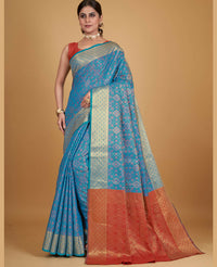Thumbnail for Blue Silk Woven Design Saree With Unstitched Blouse Piece - Akshita - Distacart