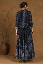 Thumbnail for Juniper Women Black Georgette Printed Flared Lehenga Choli Sets - Distacart