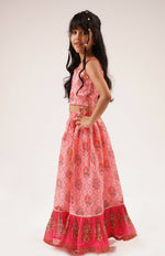 Thumbnail for Lil Drama Raangoli Girls Pink Embroidered Lehanga Choli Set - Distacart