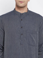 Thumbnail for Even Apparels Grey Color Pure Cotton Men's Kurta With Band Collar - Distacart