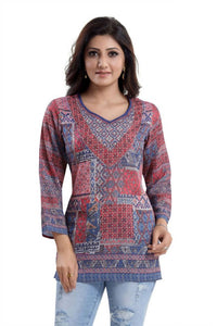 Thumbnail for Snehal Creations Bright as the Sun Summer Cool Printed Short Kurti Tunic