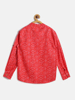 Thumbnail for Manet Ethnic Full Sleeves Printed Shirt - Red - Distacart