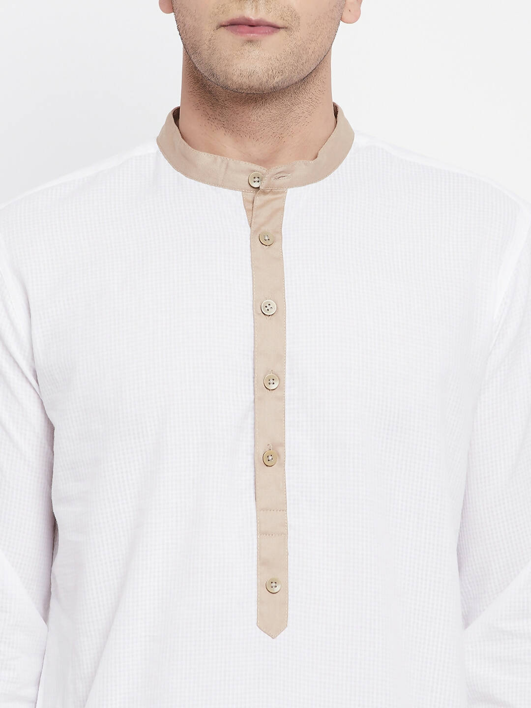 Even Apparels Beige Color Pure Cotton Men's Kurta With Band Collar - Distacart