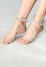 Thumbnail for Mominos Fashion Kamal Johar Oxidised Silver Anklets With Muvvas