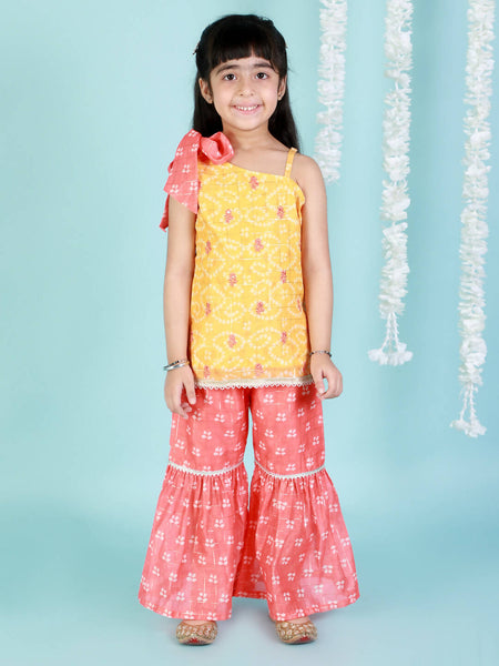 Lil Drama Girls Kurta Sharara Set - Yellow - Distacart
