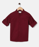 Thumbnail for Manet Boys Full Sleeves Solid Shirt - Maroon - Distacart