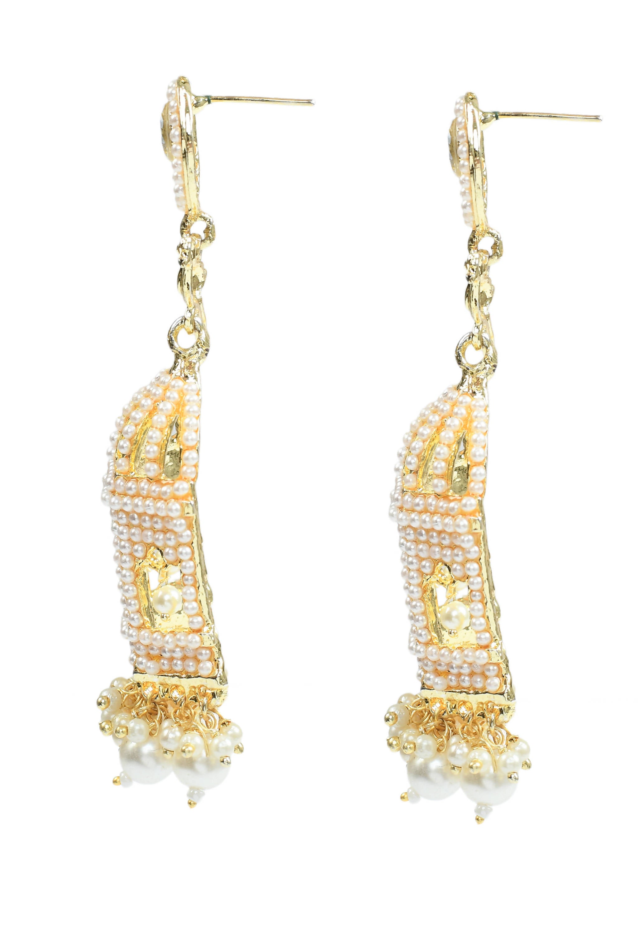Mominos Fashion Johar Kamal Golden Color Bird Nest Earrings With Pearls - Distacart