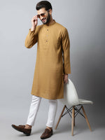 Thumbnail for Even Apparels Brown Color Pure Cotton Men's Kurta With Band Collar (SLD1177) - Distacart