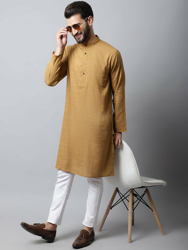 Even Apparels Brown Color Pure Cotton Men's Kurta With Band Collar (SLD1177) - Distacart