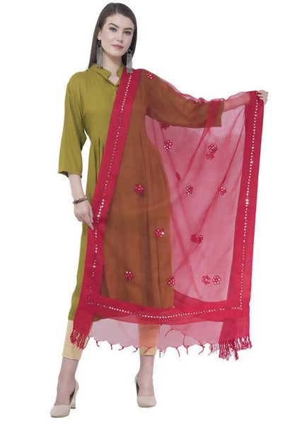 Mominos Fashion Moeza Orgenza Flower Mirror Red Dupatta - Distacart