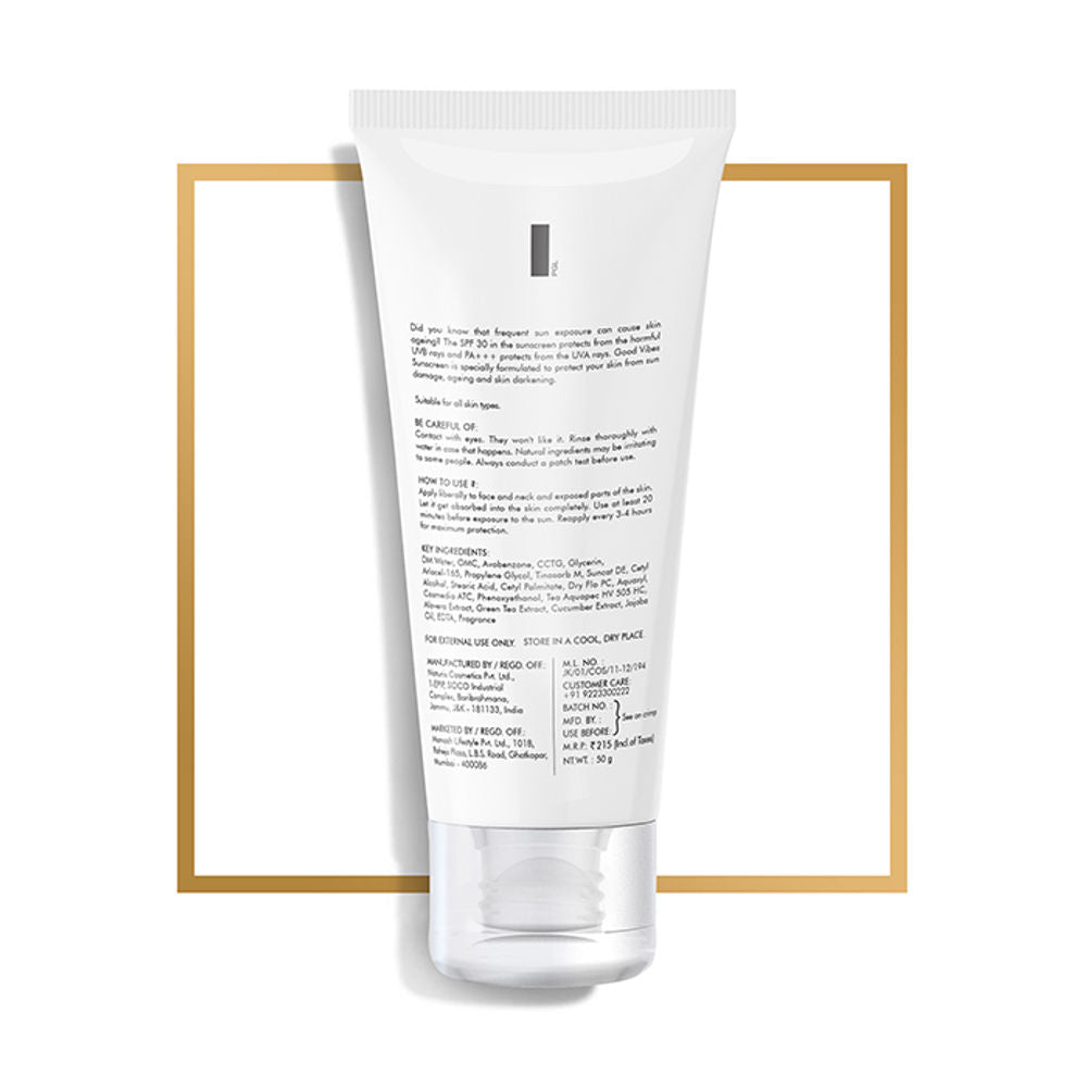 Good Vibes Wide Spectrum Protection Sunscreen with SPF 30 PA +++