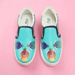 Thumbnail for Tiny Bugs Girls Flower Printed Slip Ons Sneakers - Sky Blue - Distacart