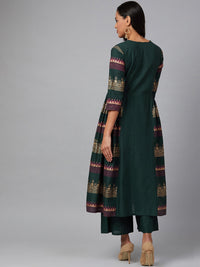 Thumbnail for NOZ2TOZ Green & Golden Block Printed Kurta - Distacart
