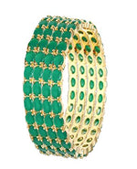 Thumbnail for Gold-Plated Alloy Green Ad 4 Bangles Set - The Pari - Distacart