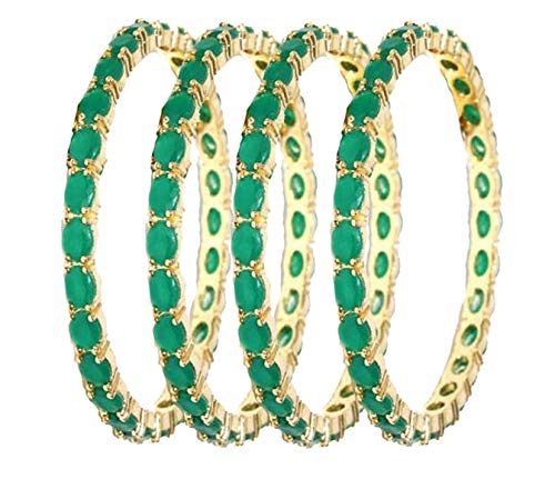 Gold-Plated Alloy Green Ad 4 Bangles Set - The Pari - Distacart