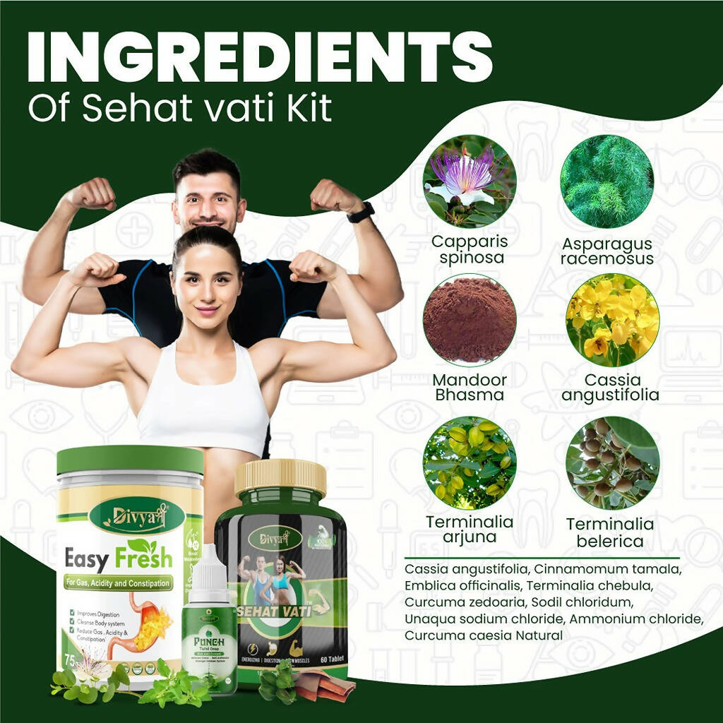 Divya Shree Sehat Vati Capsule, Easy Fresh Powder & Punch Tulsi Drop Combo - Distacart