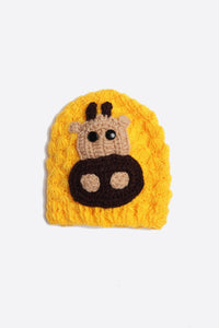 Thumbnail for Chutput Kids Woollen Hand Knitted Giraffe Face Detailed Cap - Yellow - Distacart