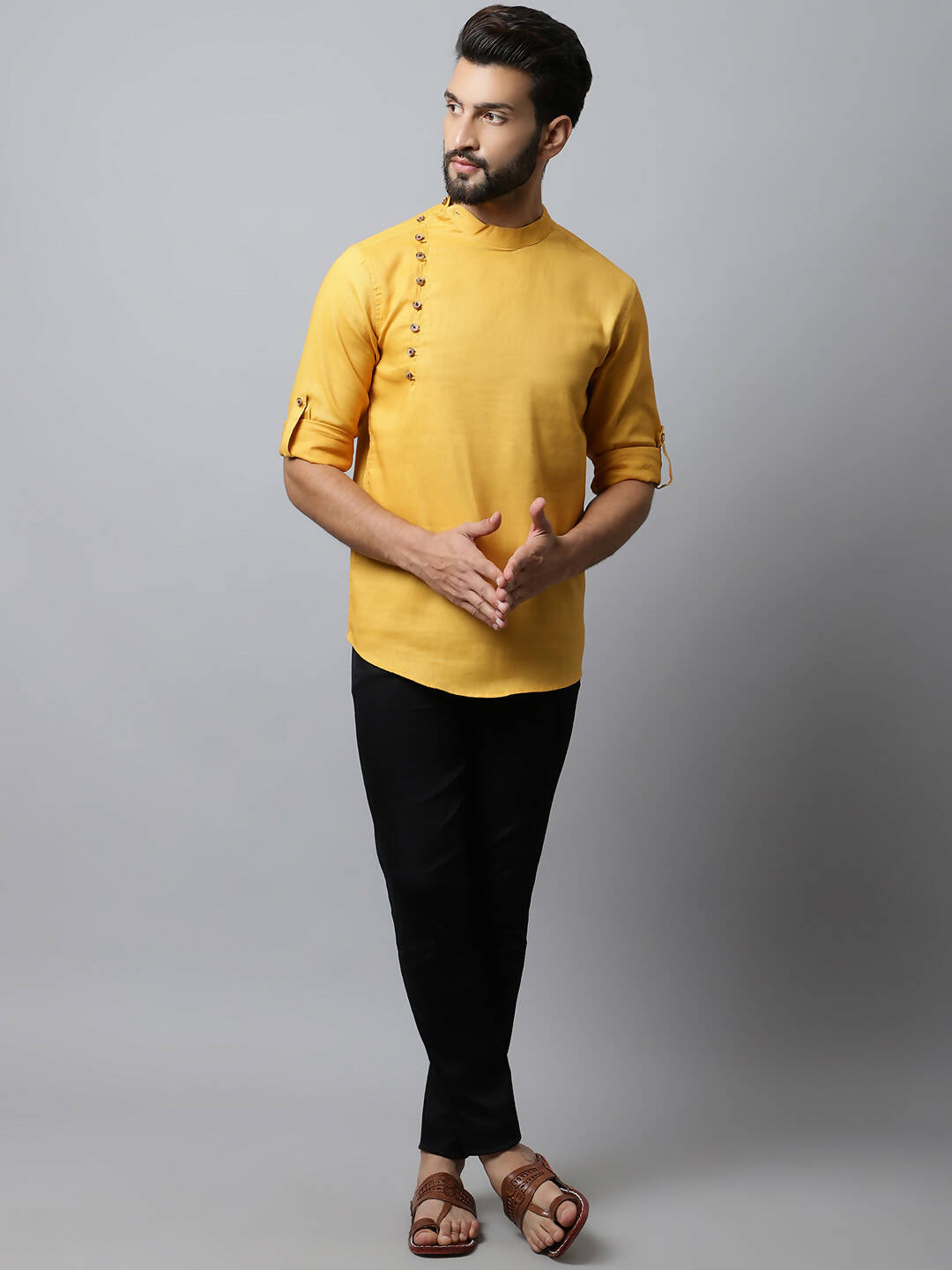 Even Apparels Yellow Color Pure Cotton Men's Kurta With Side Placket (MMS1130) - Distacart