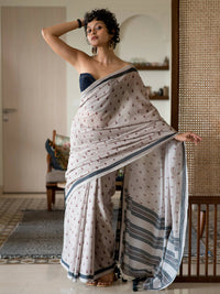 Thumbnail for Suta Grey Woven Design Pure Cotton Saree - Distacart