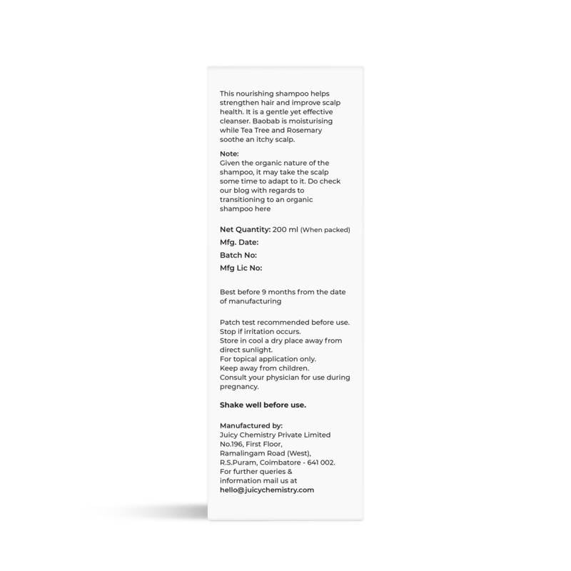 Juicy Chemistry Baobab Rosemary & Tea Tree Organic Shampoo - Distacart