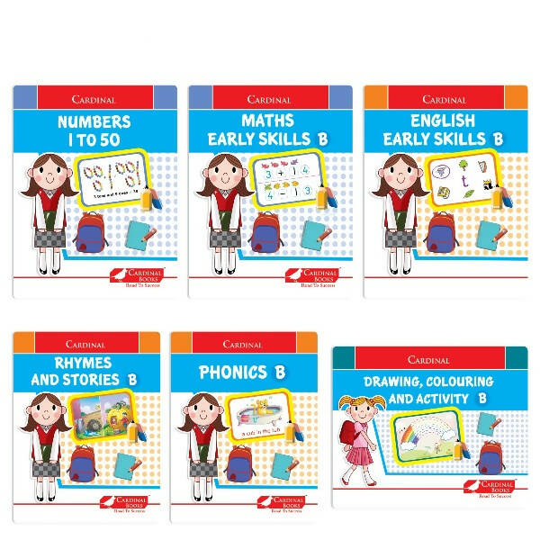 Cardinal Fun Learning Junior KG Activity Books Set of 6|Number| Rhymes & Story| Phonic| English & Maths Skill| Colouring Book For Kids Ages 4-5 Years - Distacart