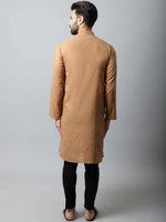 Thumbnail for Even Apparels Brown Color Pure Cotton Men's Kurta With Band Collar (CHK1200) - Distacart