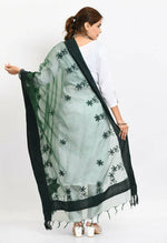 Thumbnail for Mominos Fashion Moeza Women's Orgenza All Over Chikan Work Bottle Green Dupatta - Distacart