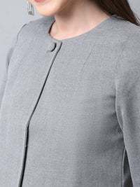 Thumbnail for Even Apparels Grey Polywool Open Front Statement Women's Jacket - Distacart