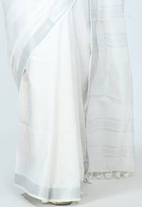 Thumbnail for Mominos Fashion Moeza Bhagalpuri Handloom Silk White Saree