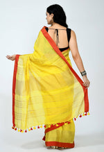 Thumbnail for Mominos Fashion Moeza Pure Linen Yellow Saree