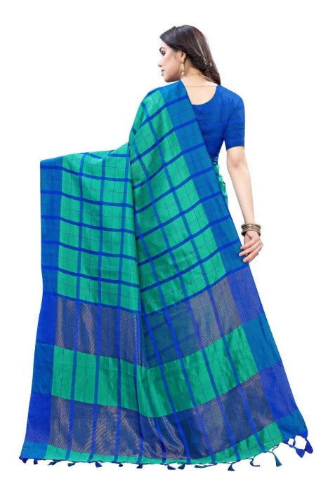 Vamika Blue Cotton Silk Weaving Saree