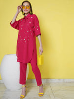 Thumbnail for Women Republic Pink Cotton Embellished Kurta Set - Distacart
