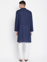 Thumbnail for Even Apparels Blue Color Rayon Men's Kurta With Band Collar - Distacart