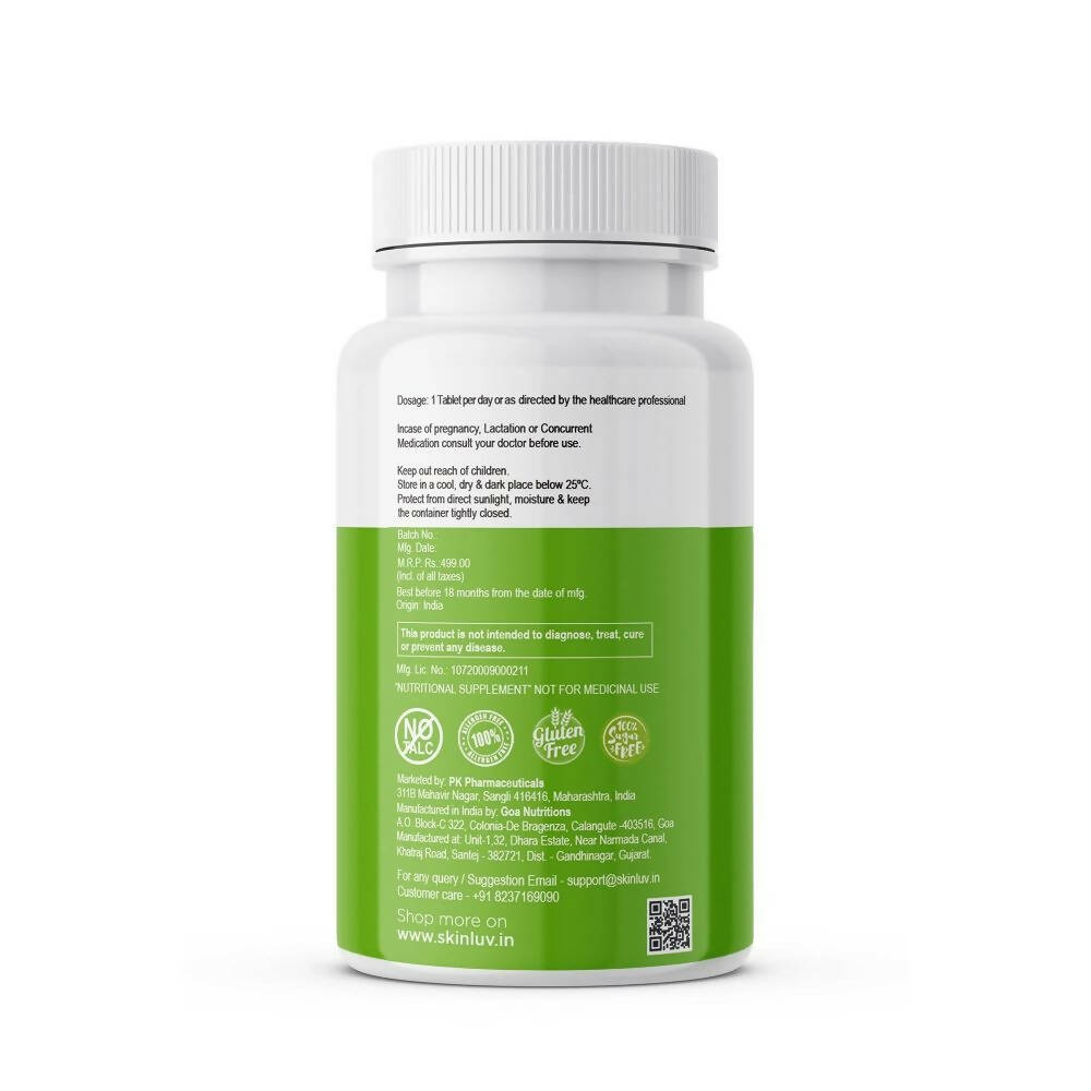 SkinLuv Plant Based Vegan Biotin 10000mcg Sugar Free Veg Tablet - Distacart