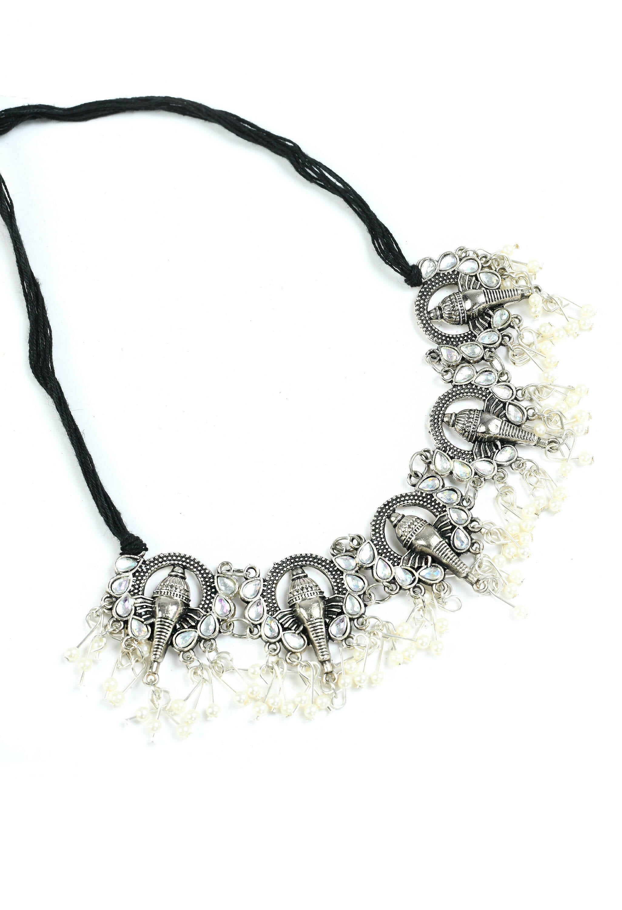 Mominos Fashion Johar Kamal Oxidised Silver-Plated Ganesha Design Necklace Choker Set - Distacart