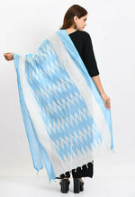 Thumbnail for Mominos Fashion Moeza Women's Handloom Cotton Ikkat Sky Blue Dupatta - Distacart