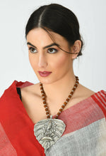 Thumbnail for Mominos Fashion Johar Kamal Oxidised Silver-Plated Brass Finish Ganesha Long Necklace For Women - Distacart