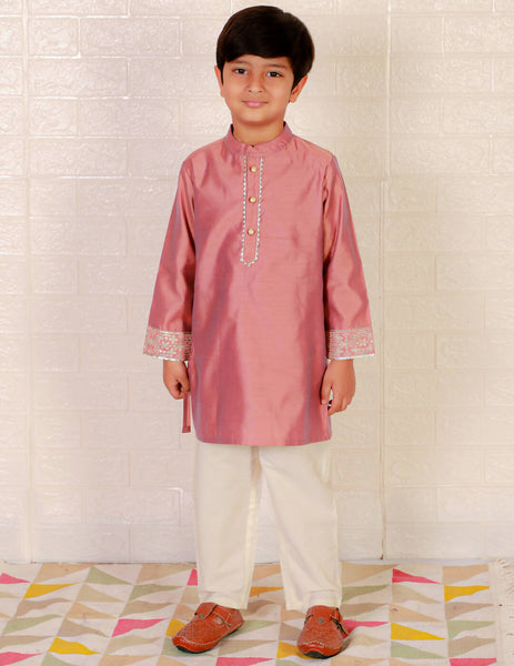 Lil Drama Boys Ethnic Kurta Pyjama - Pink - Distacart