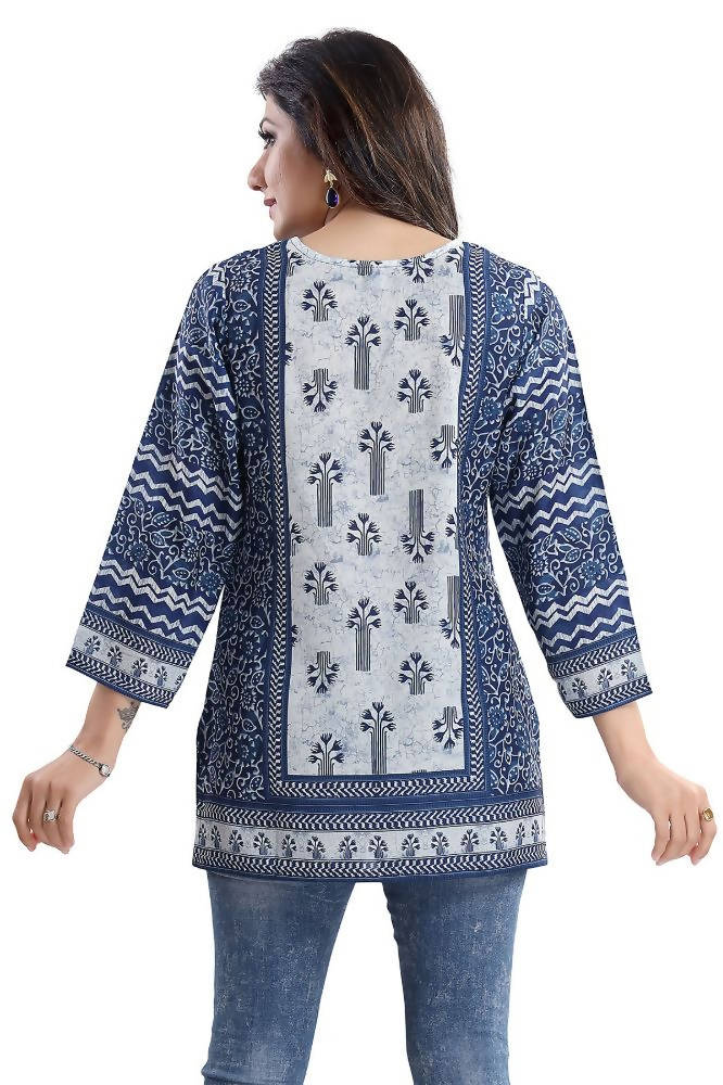 Snehal Creations Stylista Indigo Blue Summer Cool Printed Tunic Top