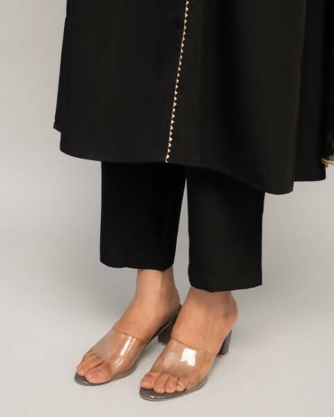 FIORRA Women's Black Creap A-Line Kurta Pant With Dupatta - Distacart