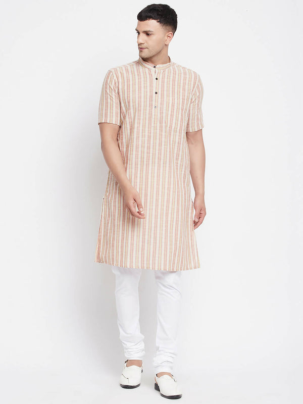 Even Apparels Yellow Pure Cotton Men's H/S Kurta With Band Collar - Distacart