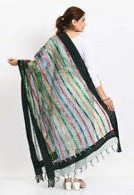 Thumbnail for Mominos Fashion Moeza Women's Orgenza Multi Thread Mirror Work Bottle Green Dupatta - Distacart