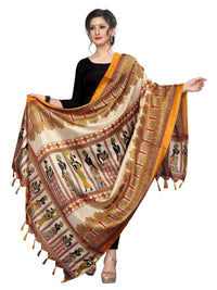 Thumbnail for Vamika Mustard Latest Printed Khadi Bhagalpuri Dupatta