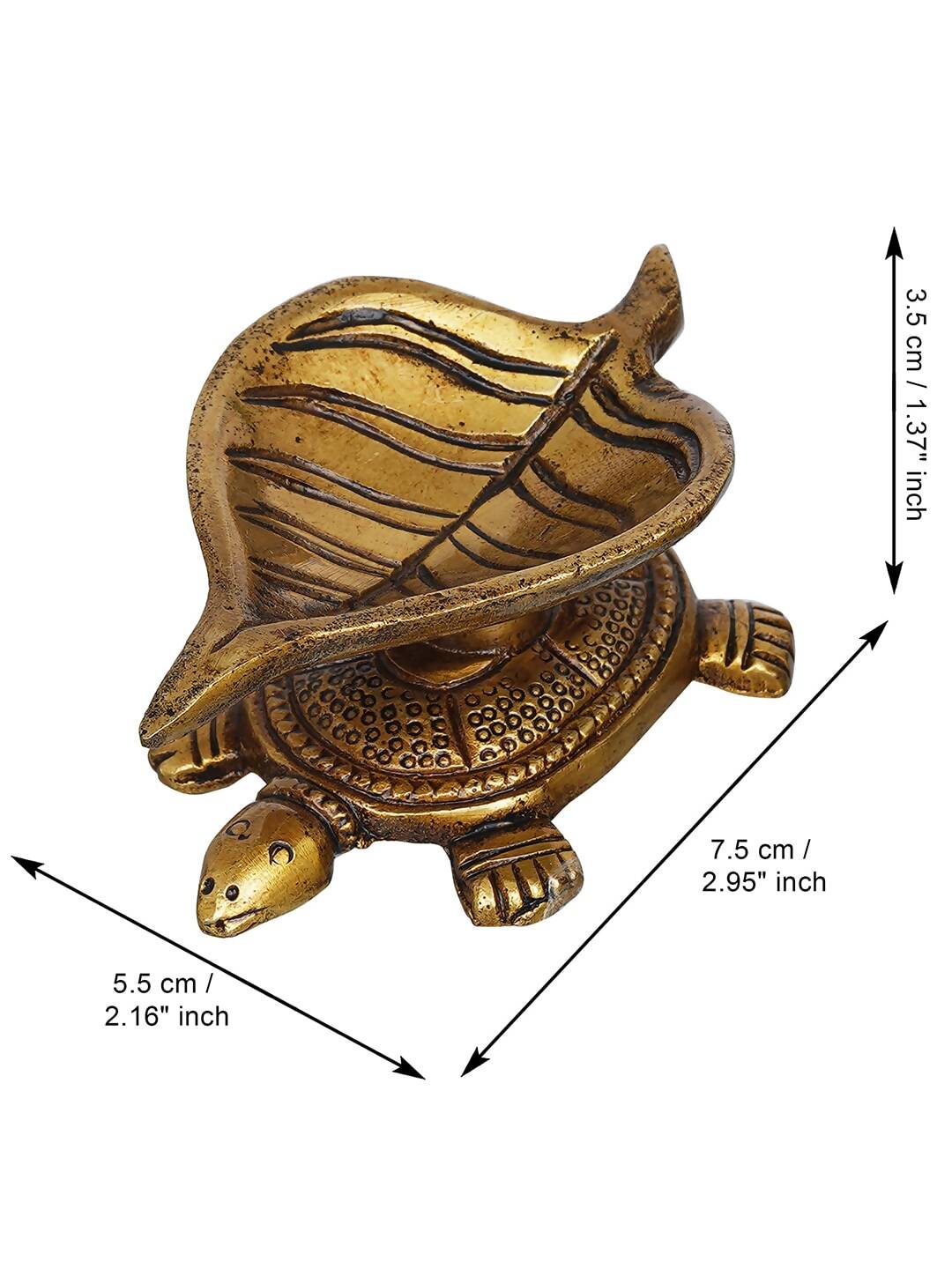 eCraftIndia 4 Pieces Beige Tortoise Statue Leaf Design Diyas - Distacart
